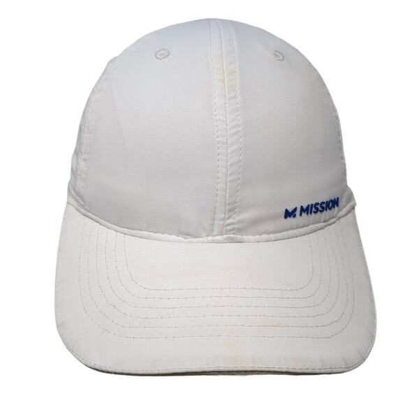 Mission Strapback Baseball Hat Solid White One Size Adjustable 6 Panel - Picture 1 of 9